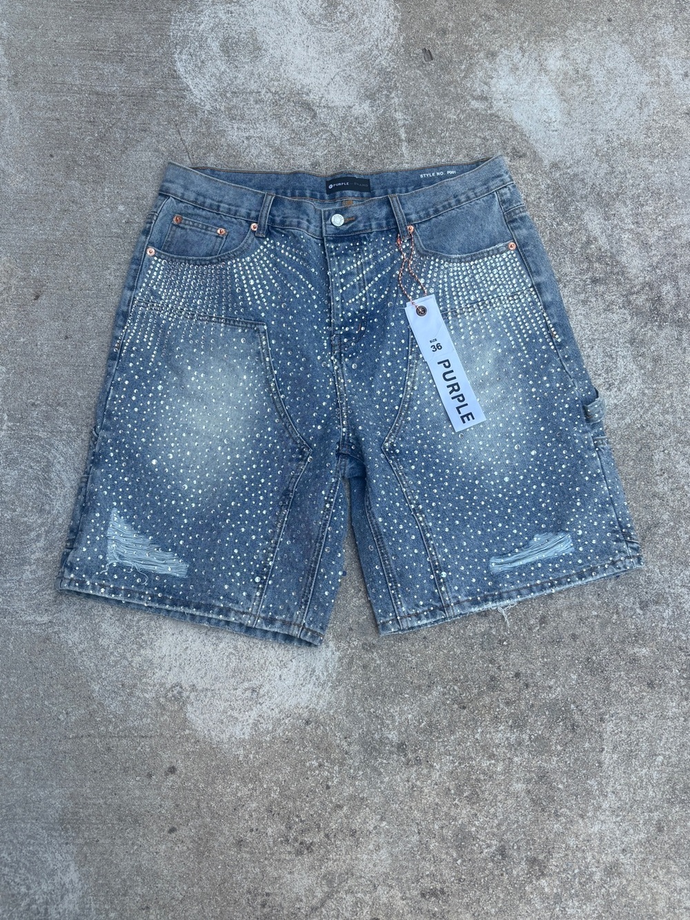 Purple Brand Blue Denim with Rhinestones